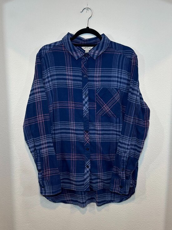 Orvis Tops - Orvis Shirt Women's Blue Plaid Long Sleeve Button Up Shirt Size Extra Large